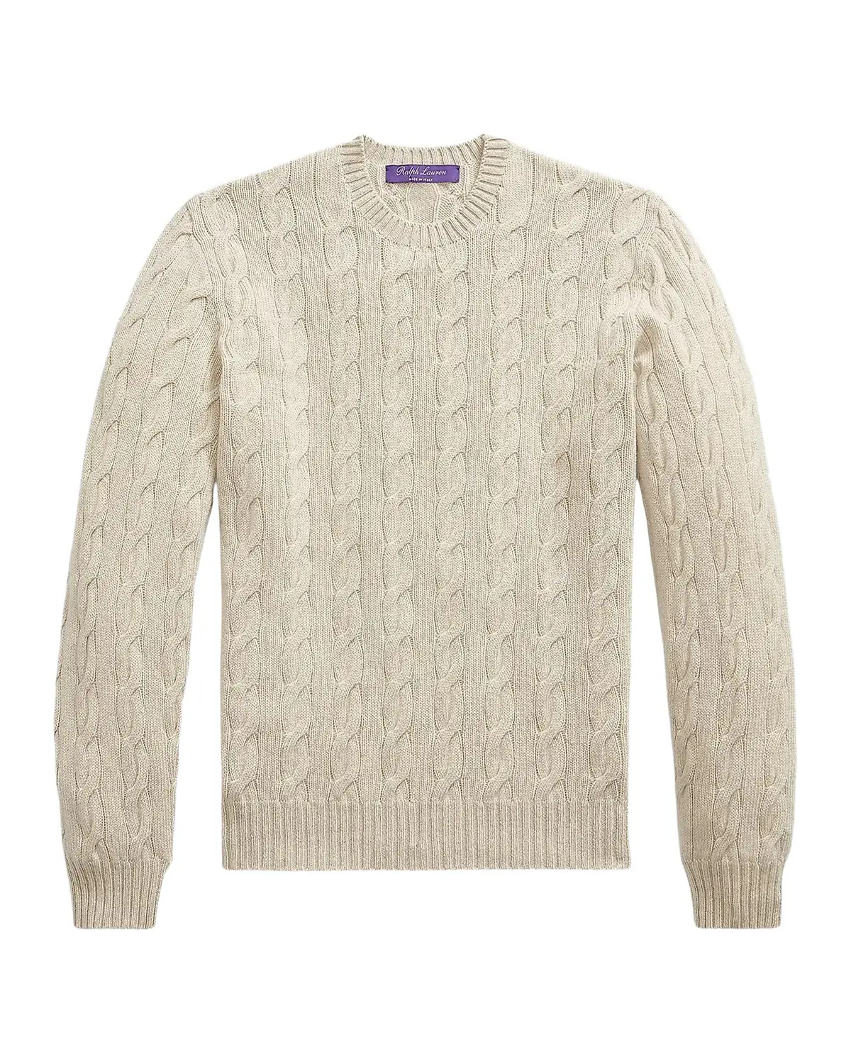 Ralph Lauren Purple Label Men's Cable-Knit Cashmere Crewneck Sweater