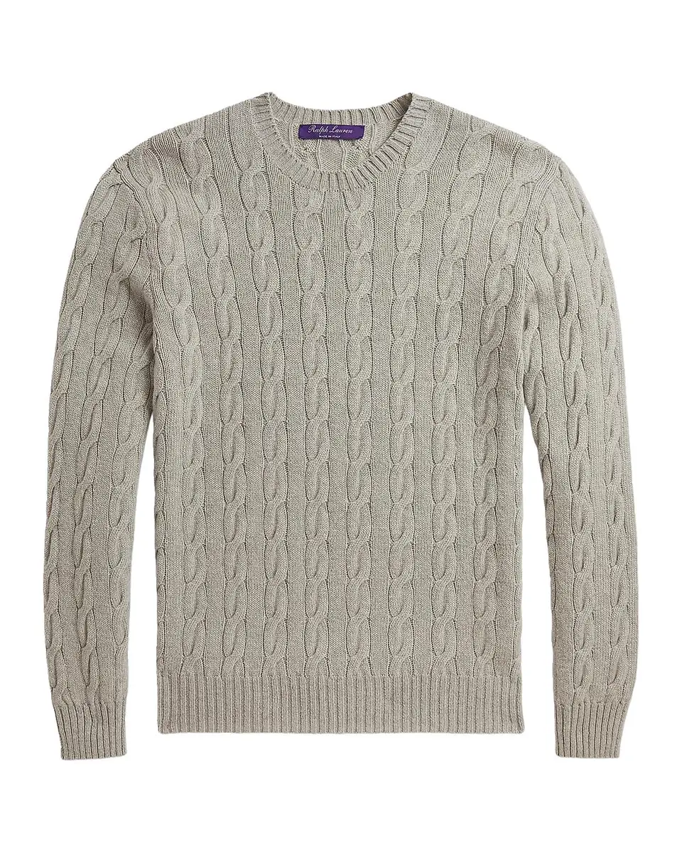 Ralph Lauren Purple Label Men's Cable-Knit Cashmere Crewneck Sweater | Thumbnail 3 Ralph Lauren Purple Label Men's Cable-Knit Cashmere Crewneck Sweater | Thumbnail 3
