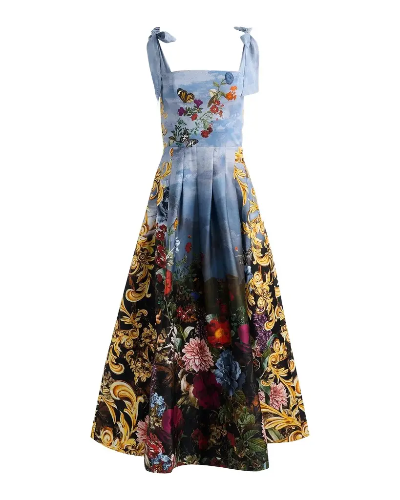 Hana Square-Neck Tie-Shoulder Maxi Dress Hana Square-Neck Tie-Shoulder Maxi Dress