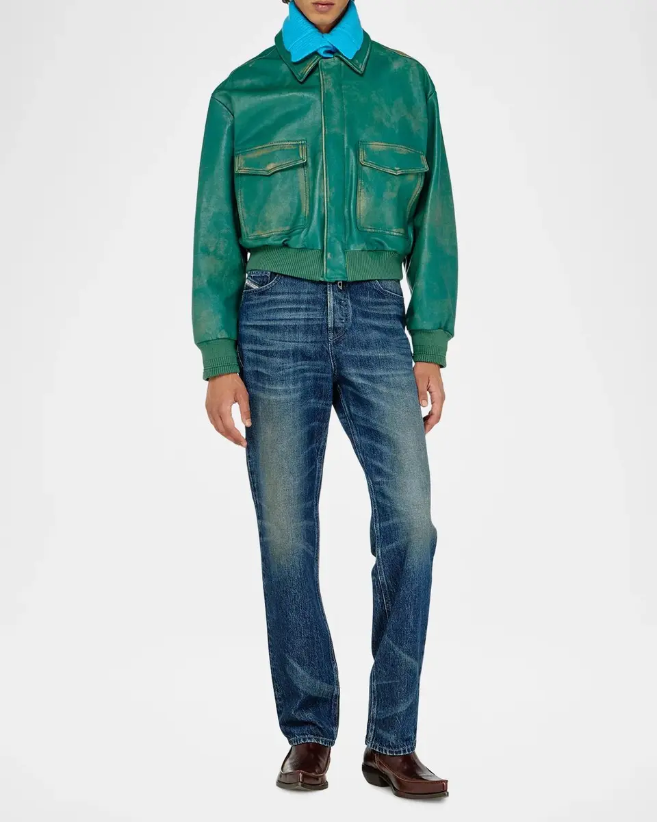 Diesel Men's Uman Cropped Leather Jacket | Thumbnail 2