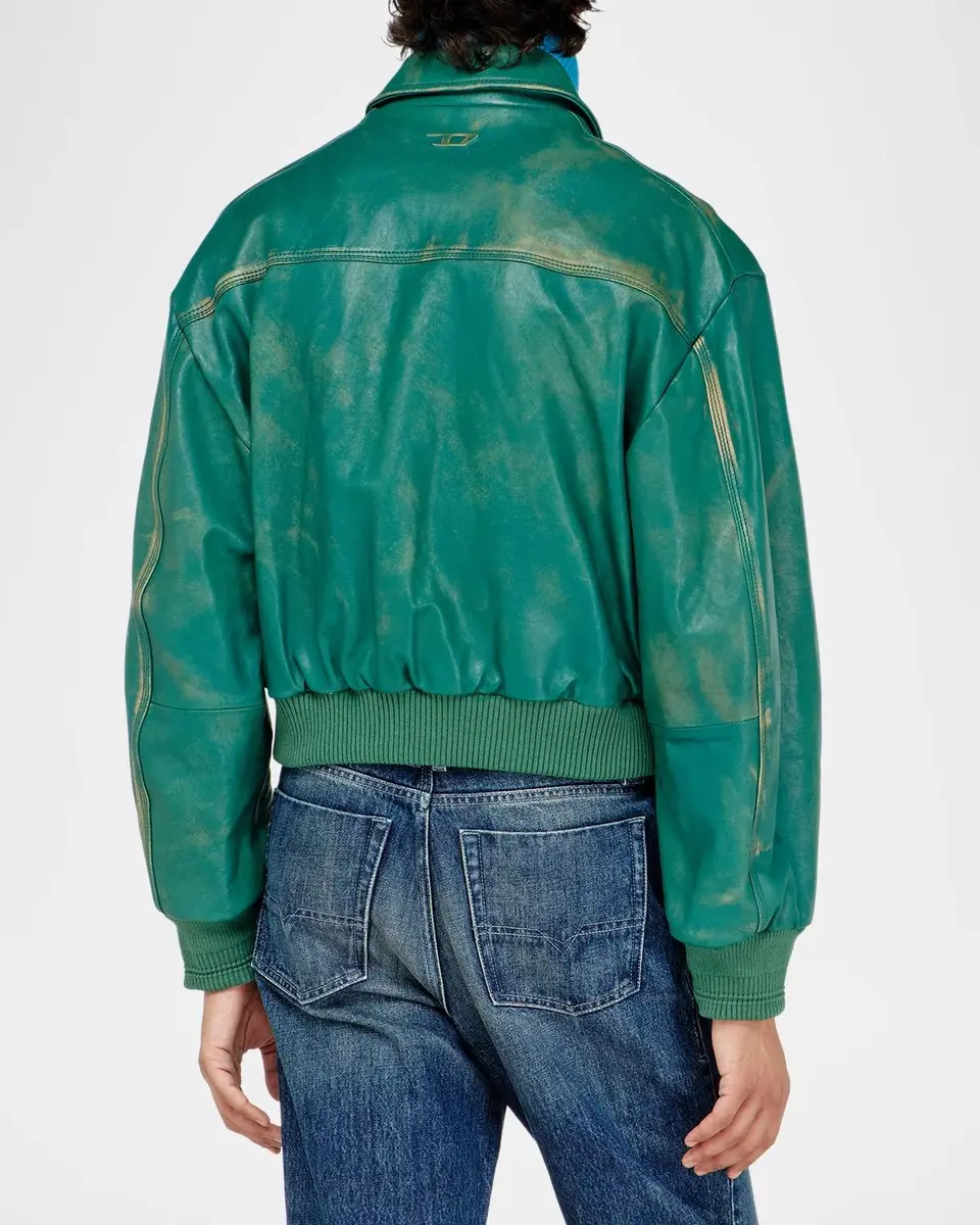 Diesel Men's Uman Cropped Leather Jacket | Thumbnail 3