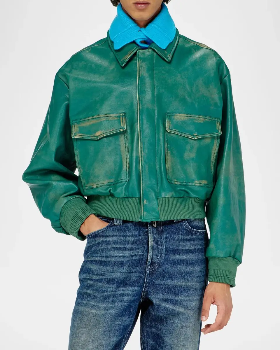 Diesel Men's Uman Cropped Leather Jacket | Thumbnail 4