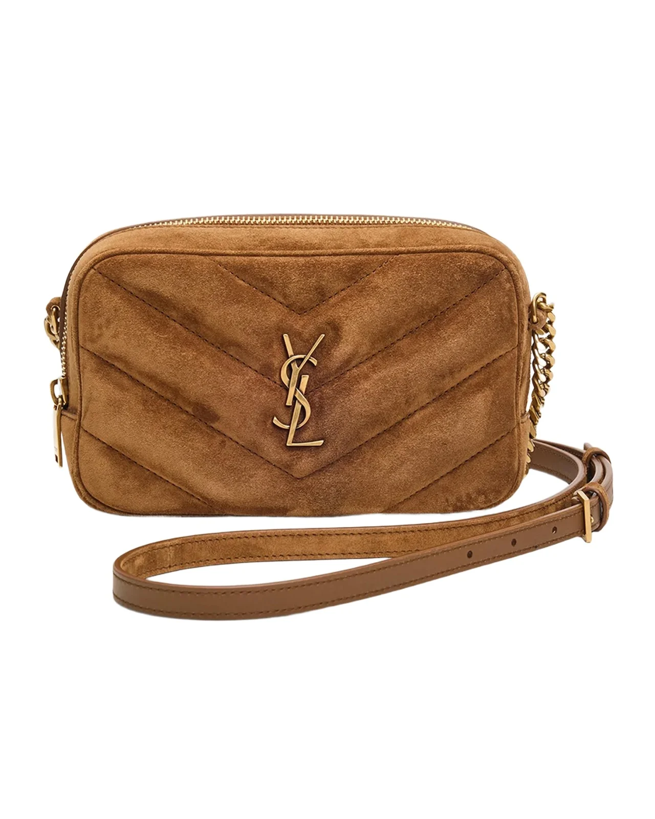Saint Laurent Loulou YSL Quilted Suede Camera Bag