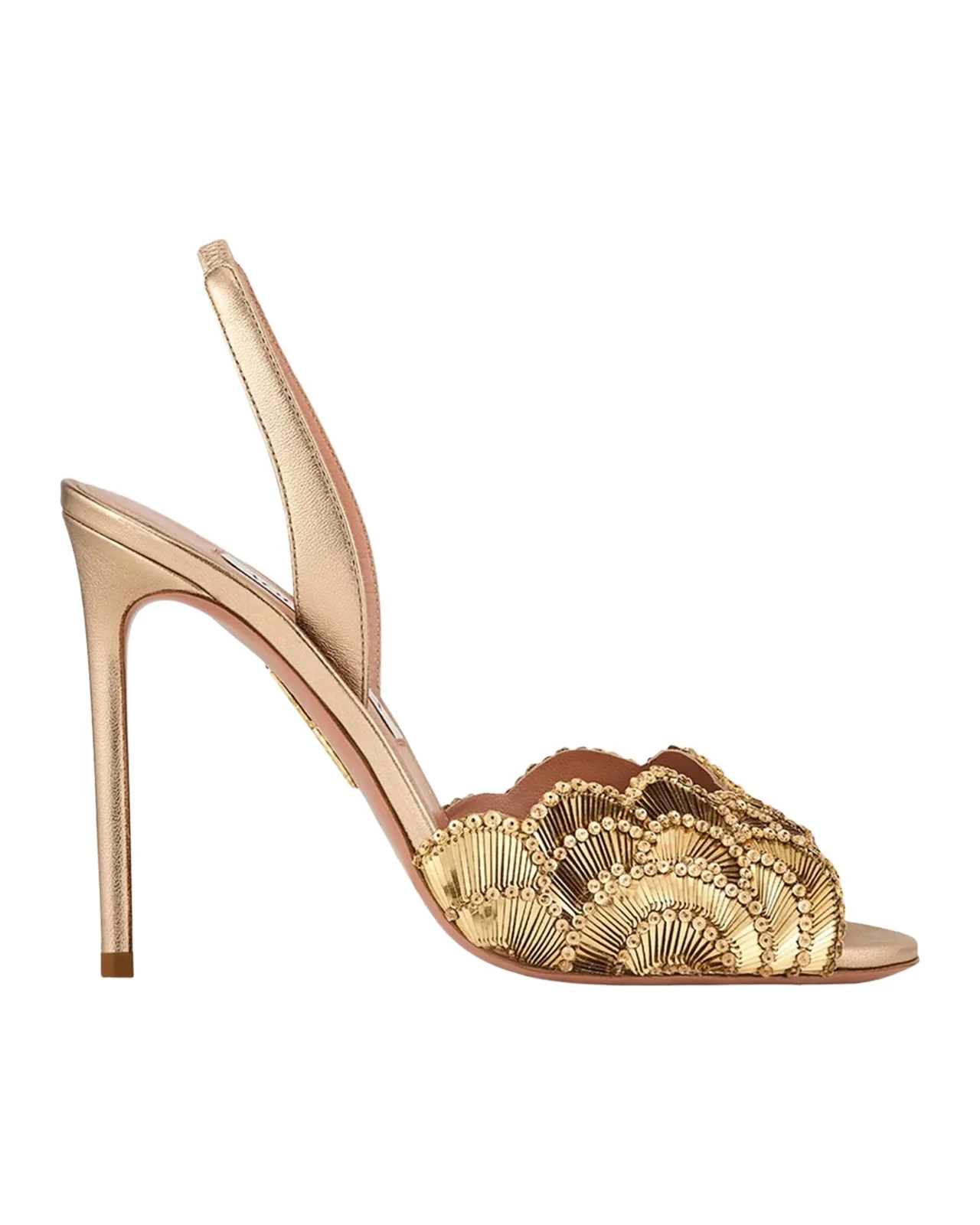 Aquazzura 105mm Ce Soir Sequined Leather Slingback Sandals