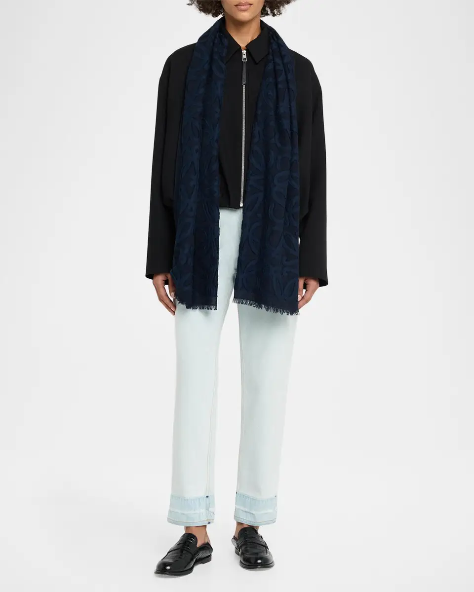 Loewe Anagram Wool, Silk and Cotton Scarf | Thumbnail 2 Loewe Anagram Wool, Silk and Cotton Scarf | Thumbnail 2
