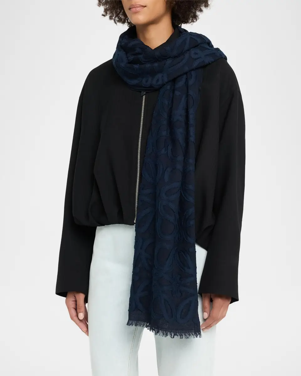 Loewe Anagram Wool, Silk and Cotton Scarf | Thumbnail 3 Loewe Anagram Wool, Silk and Cotton Scarf | Thumbnail 3