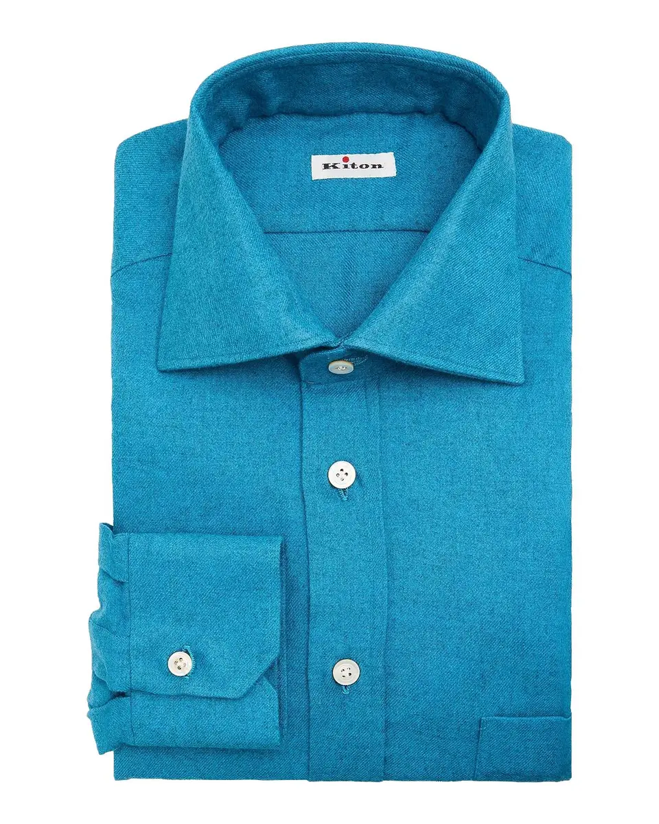 Kiton Men's Cotton Flannel Classic-Fit Dress Shirt | Thumbnail 3 Kiton Men's Cotton Flannel Classic-Fit Dress Shirt | Thumbnail 3