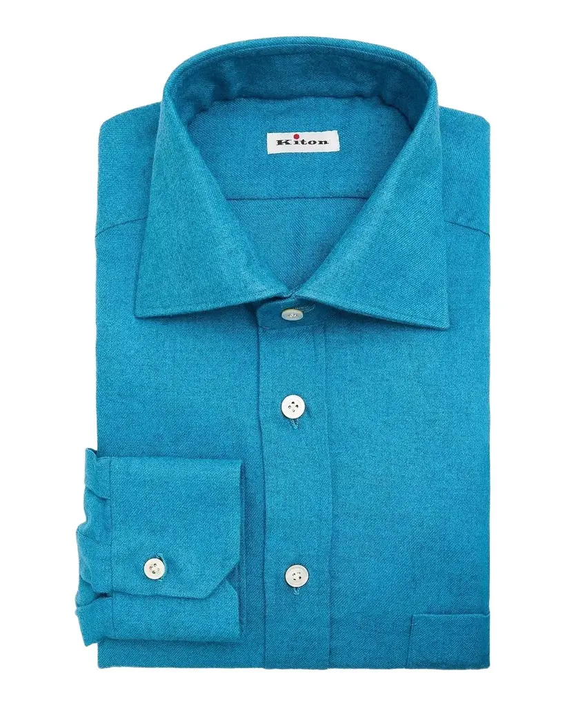 Kiton Men's Cotton Flannel Classic-Fit Dress Shirt