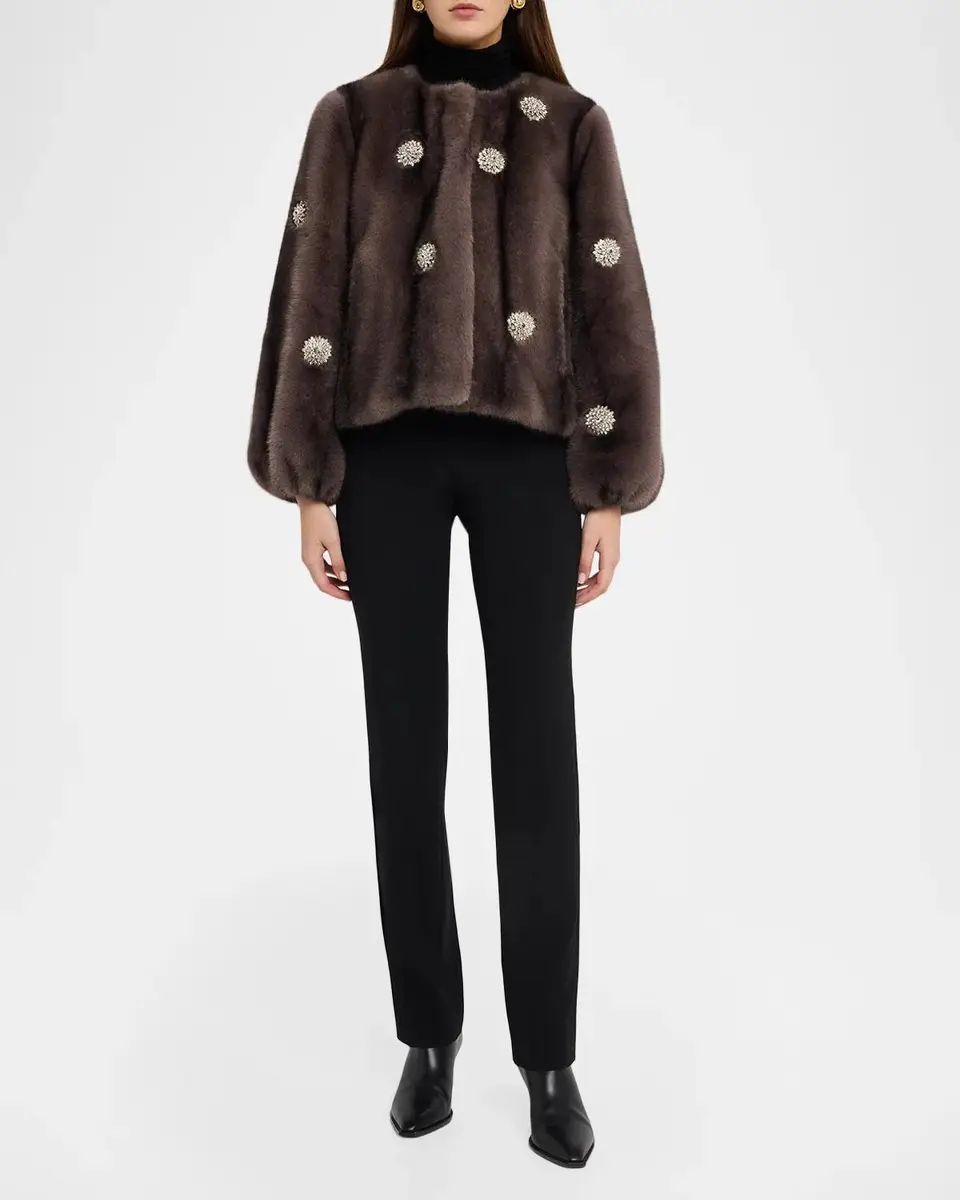Cinq à Sept Benson Rhinestone Dahlia Faux Fur Coat | Thumbnail 2 Cinq à Sept Benson Rhinestone Dahlia Faux Fur Coat | Thumbnail 2