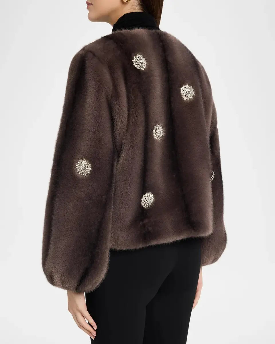 Cinq à Sept Benson Rhinestone Dahlia Faux Fur Coat | Thumbnail 3 Cinq à Sept Benson Rhinestone Dahlia Faux Fur Coat | Thumbnail 3