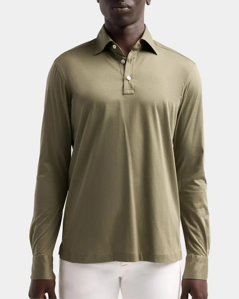 Kiton Men's Cotton Piqué Polo Shirt | Thumbnail 5 Kiton Men's Cotton Piqué Polo Shirt | Thumbnail 5