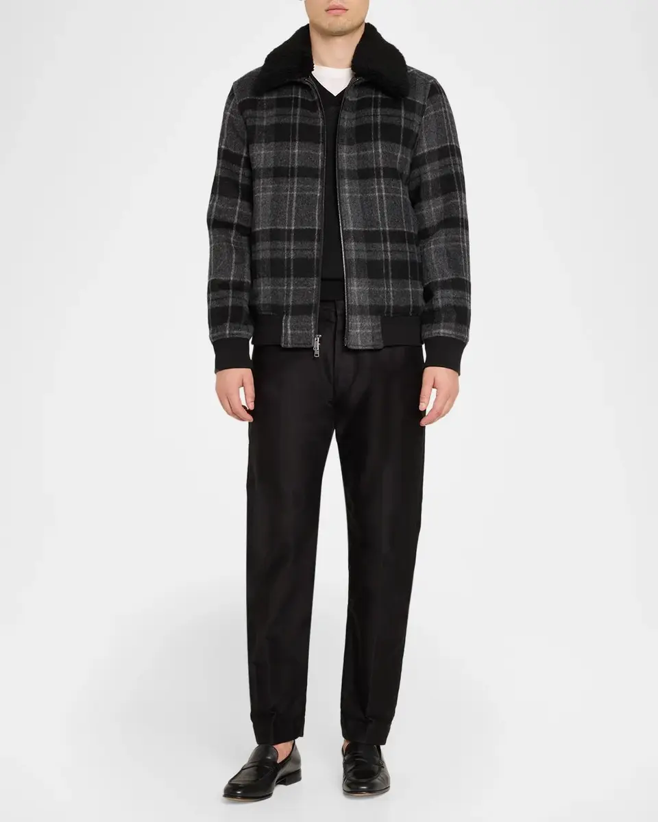 Bugatchi Men's Plaid Wool-Blend Faux-Shearling Jacket | Thumbnail 2