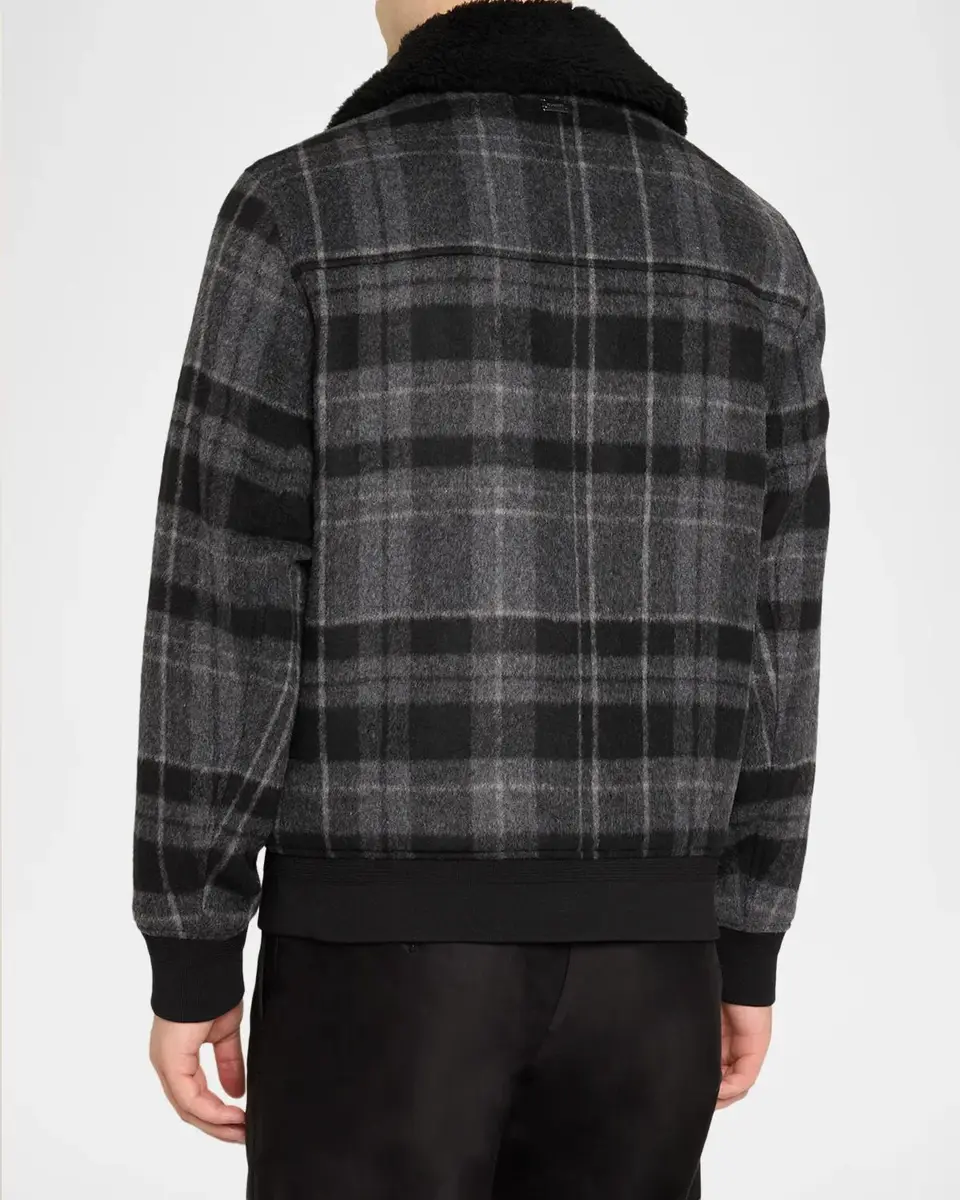 Bugatchi Men's Plaid Wool-Blend Faux-Shearling Jacket | Thumbnail 3