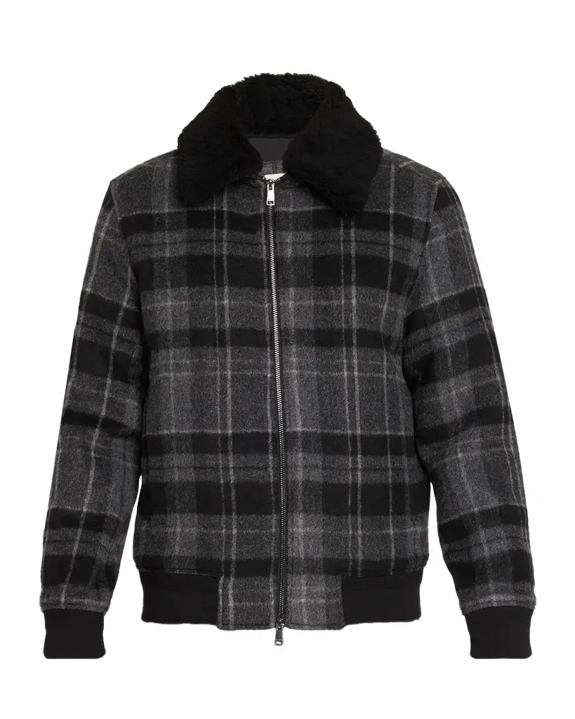 Men's Plaid Wool-Blend Faux-Shearling Jacket Men's Plaid Wool-Blend Faux-Shearling Jacket