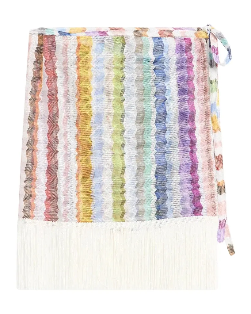 Missoni Chevron Fringe Sarong Mini Skirt