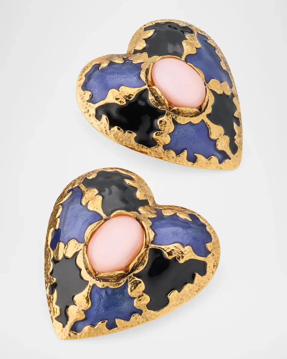 Saint Laurent Harlequin Heart Enamel Earrings | Thumbnail 2