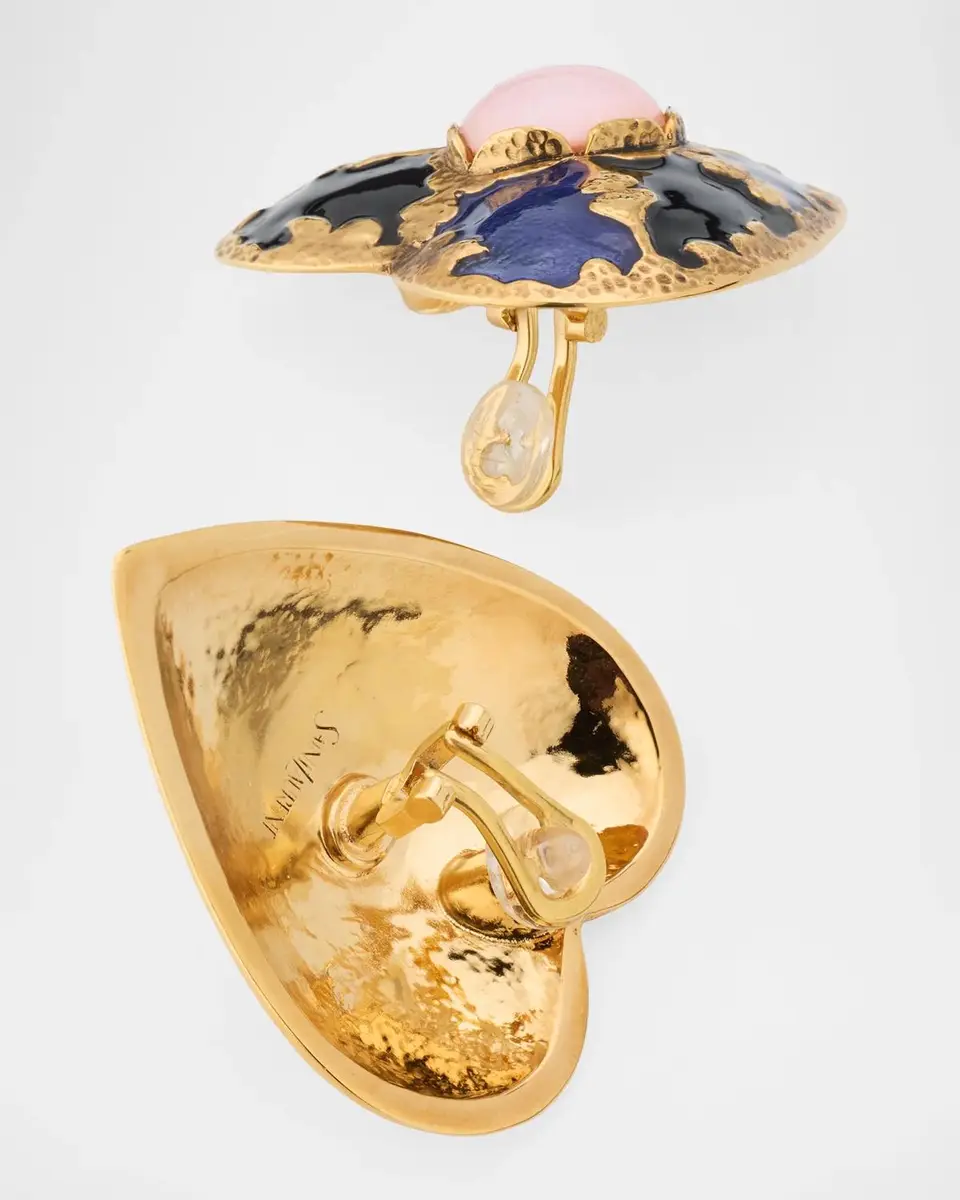 Saint Laurent Harlequin Heart Enamel Earrings | Thumbnail 3
