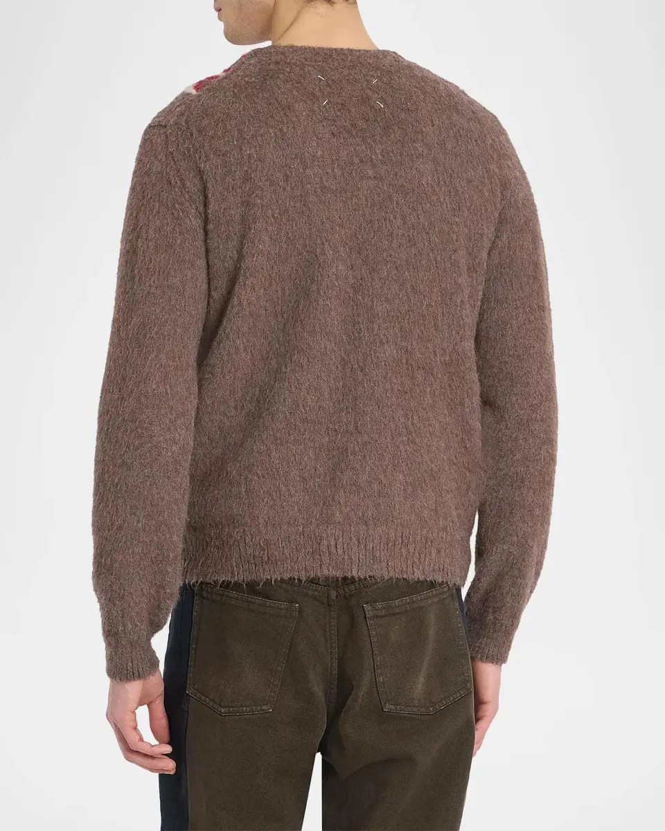 Maison Margiela Men's Fair Isle-Inspired Wool-Alpaca V-Neck Sweater | Thumbnail 3 Maison Margiela Men's Fair Isle-Inspired Wool-Alpaca V-Neck Sweater | Thumbnail 3