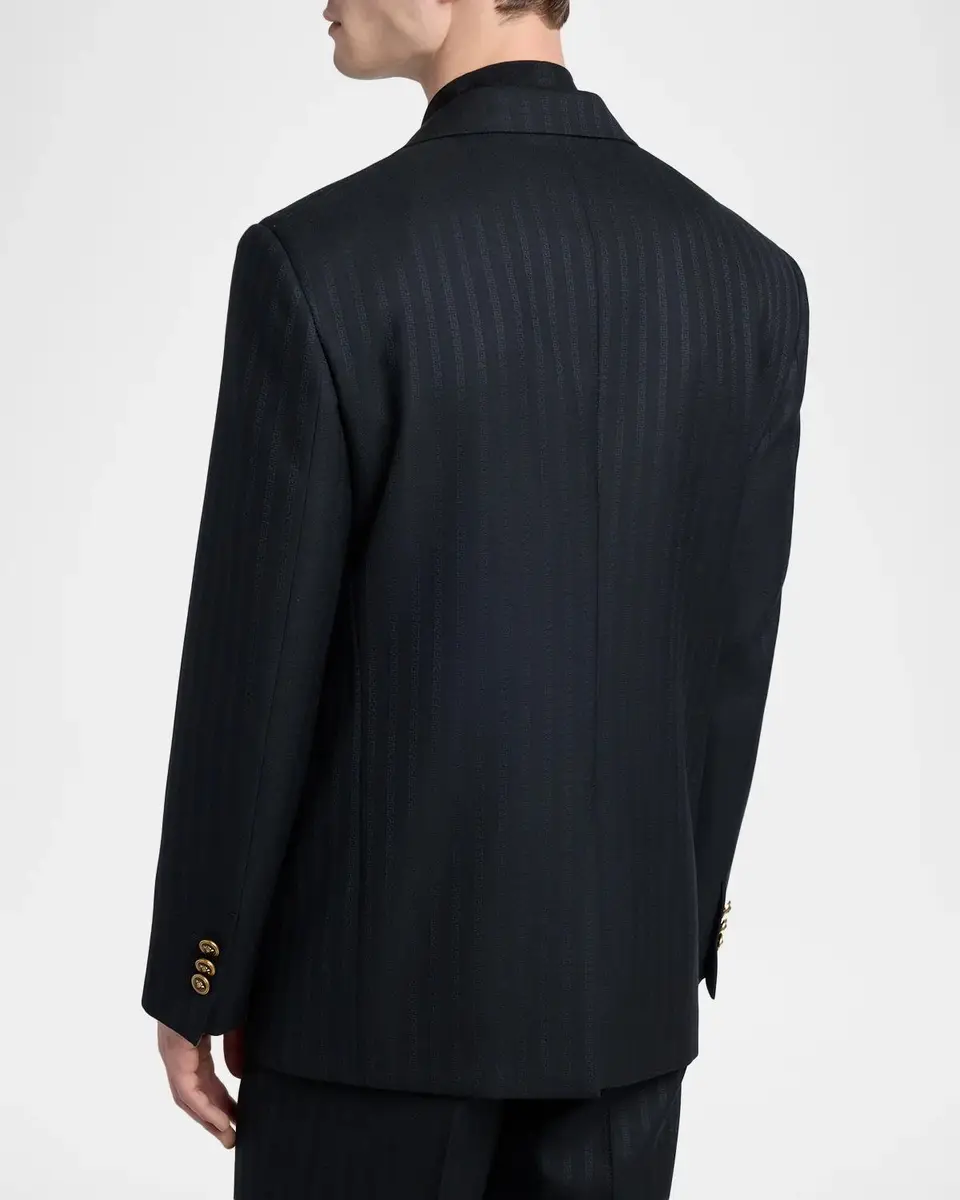 Versace Men's Pinstripe Wool-Mohair Blazer | Thumbnail 3 Versace Men's Pinstripe Wool-Mohair Blazer | Thumbnail 3