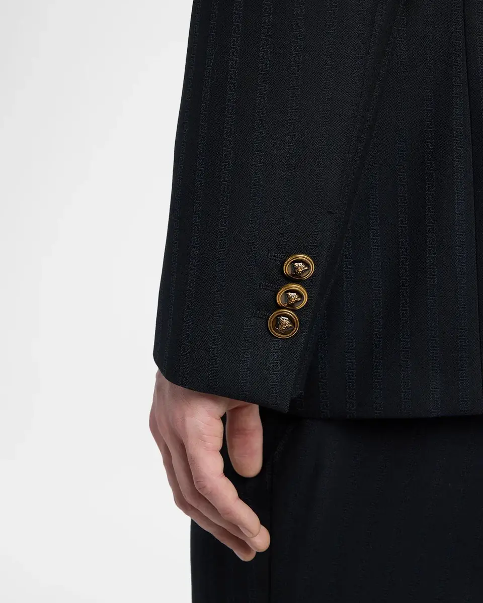 Versace Men's Pinstripe Wool-Mohair Blazer | Thumbnail 5 Versace Men's Pinstripe Wool-Mohair Blazer | Thumbnail 5
