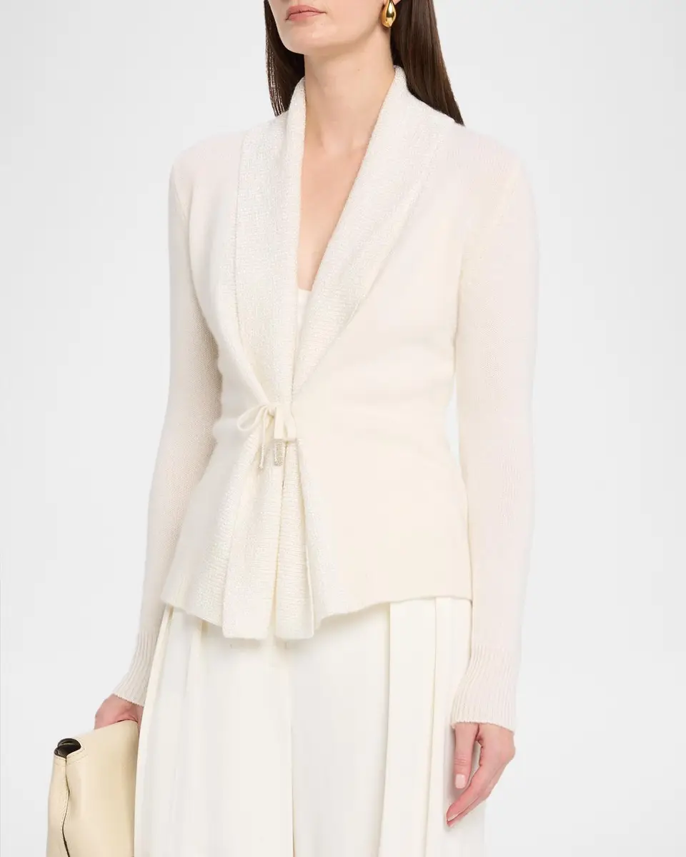 Neiman Marcus Cashmere Collection Cashmere Sequin Shawl-Collar Cardigan | Thumbnail 4 Neiman Marcus Cashmere Collection Cashmere Sequin Shawl-Collar Cardigan | Thumbnail 4