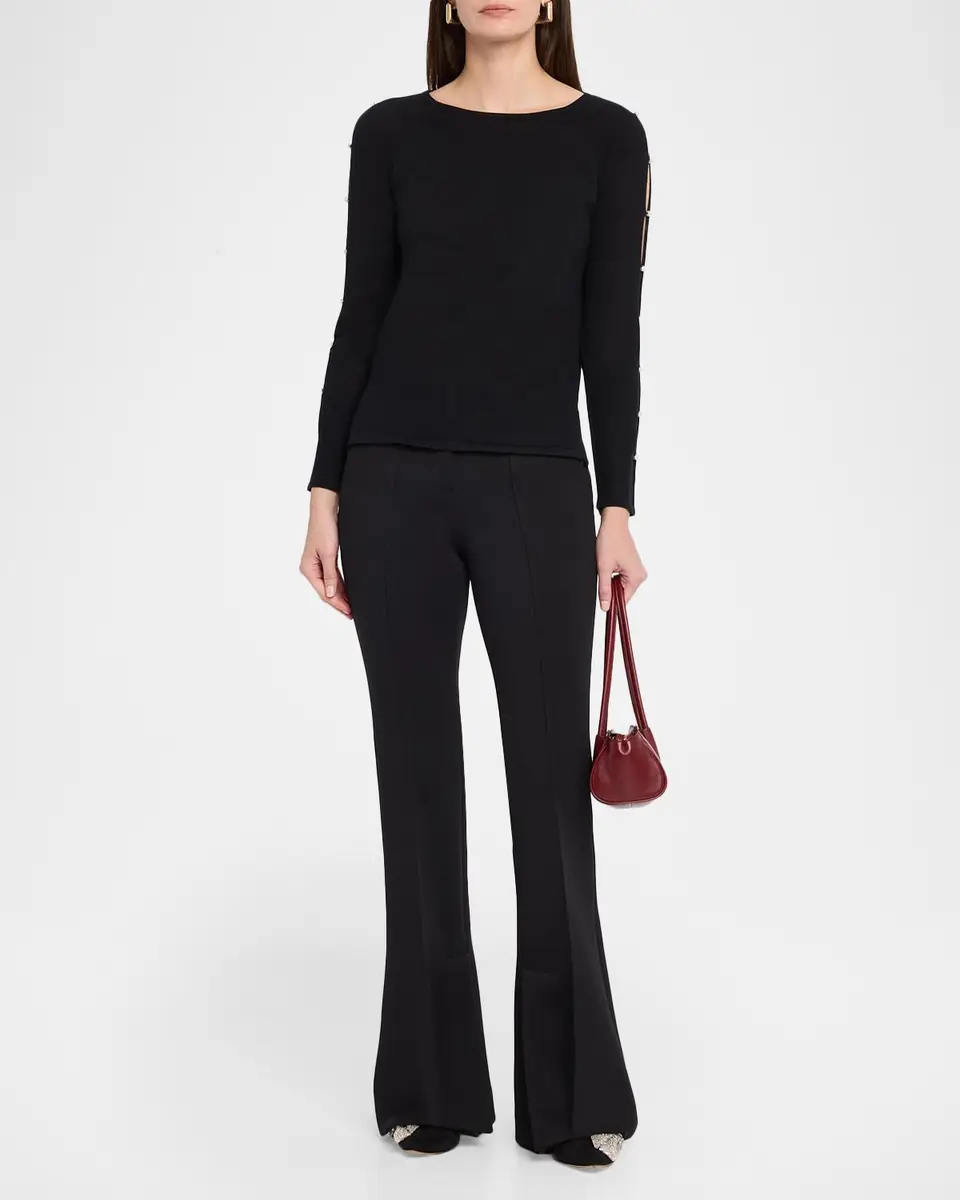 Neiman Marcus Cashmere Collection Cashmere Bead-Embellished Cutout Sweater | Thumbnail 2 Neiman Marcus Cashmere Collection Cashmere Bead-Embellished Cutout Sweater | Thumbnail 2