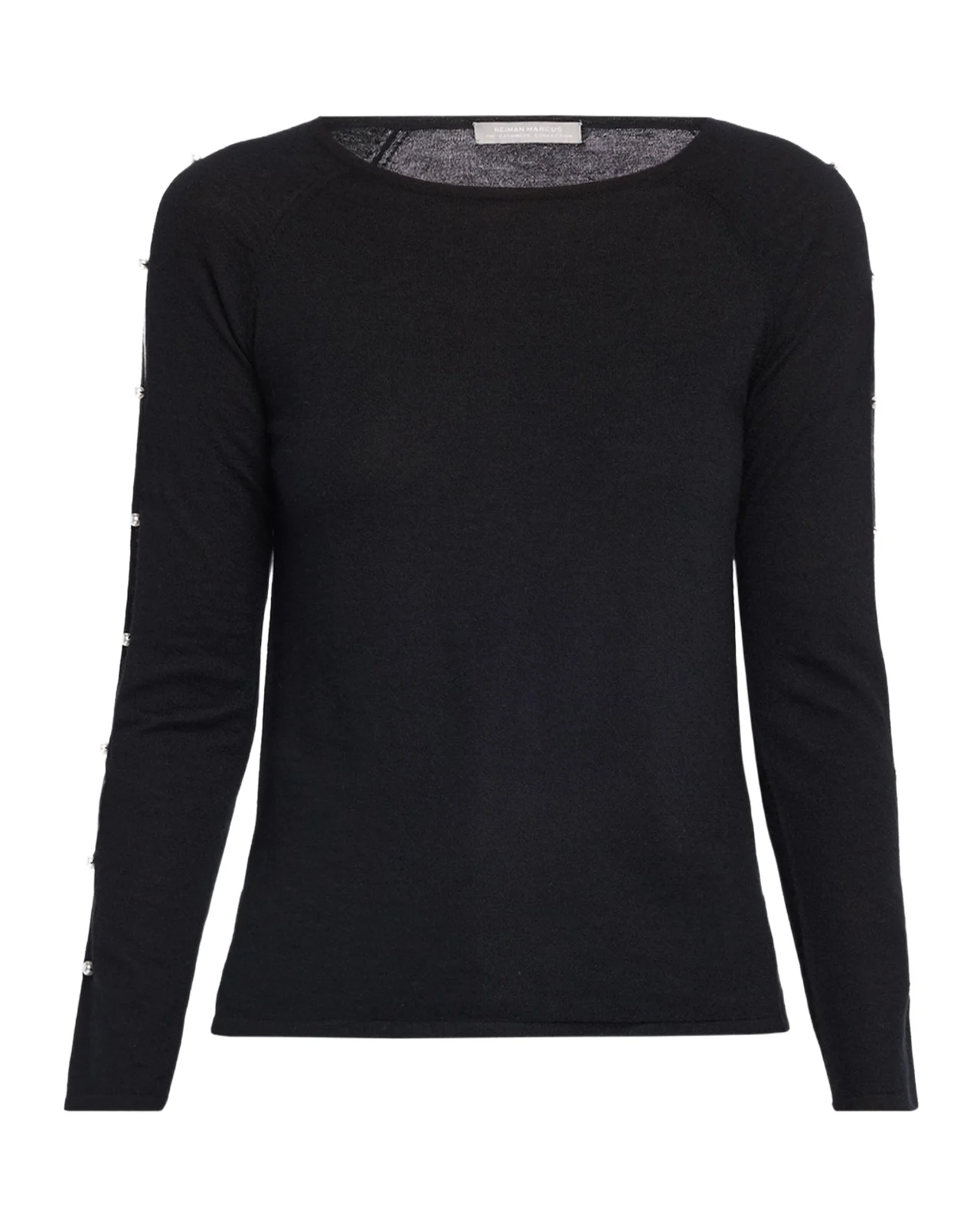 Neiman Marcus Cashmere Collection Cashmere Bead-Embellished Cutout Sweater
