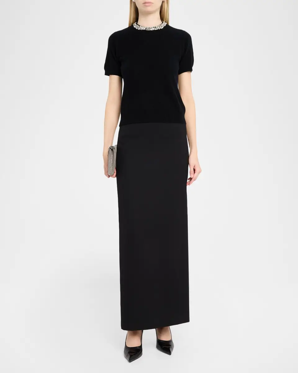 Neiman Marcus Cashmere Collection Cashmere Crystal-Trim Sweater | Thumbnail 2 Neiman Marcus Cashmere Collection Cashmere Crystal-Trim Sweater | Thumbnail 2