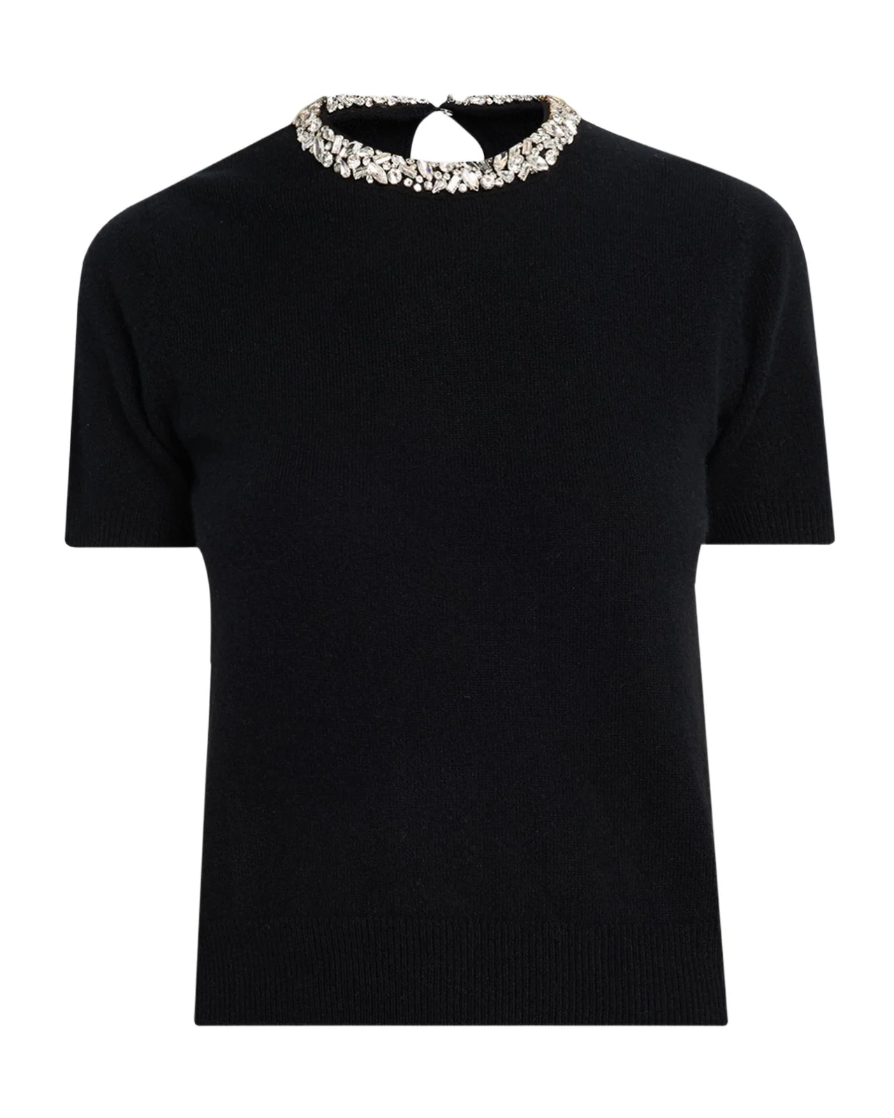 Neiman Marcus Cashmere Collection Cashmere Crystal-Trim Sweater