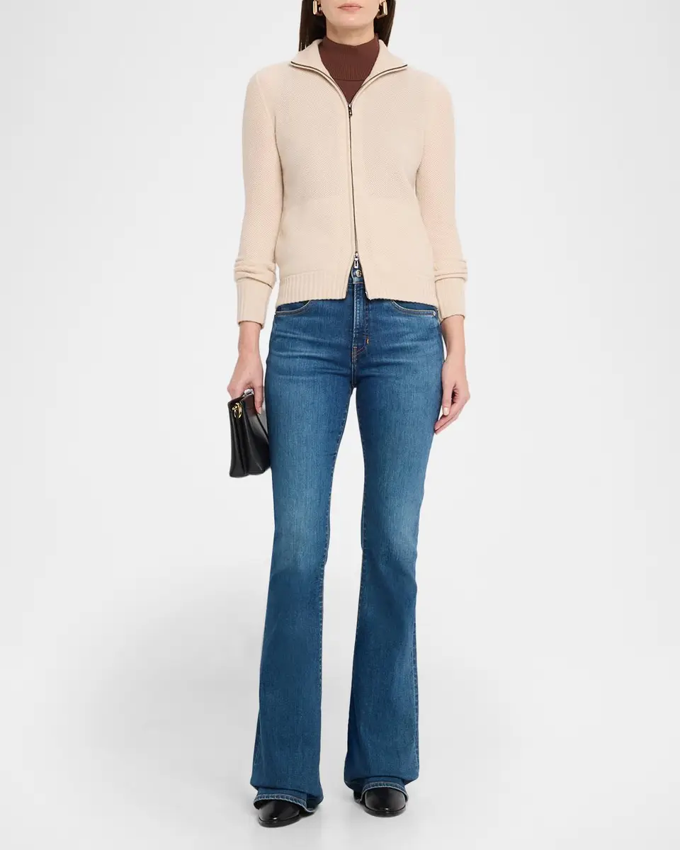Neiman Marcus Cashmere Collection Fancy Stitch Cashmere Zip-Front Cardigan | Thumbnail 2 Neiman Marcus Cashmere Collection Fancy Stitch Cashmere Zip-Front Cardigan | Thumbnail 2