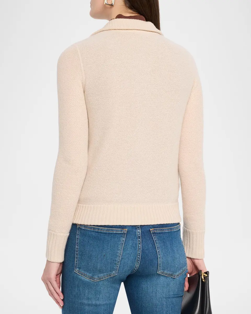 Neiman Marcus Cashmere Collection Fancy Stitch Cashmere Zip-Front Cardigan | Thumbnail 3 Neiman Marcus Cashmere Collection Fancy Stitch Cashmere Zip-Front Cardigan | Thumbnail 3
