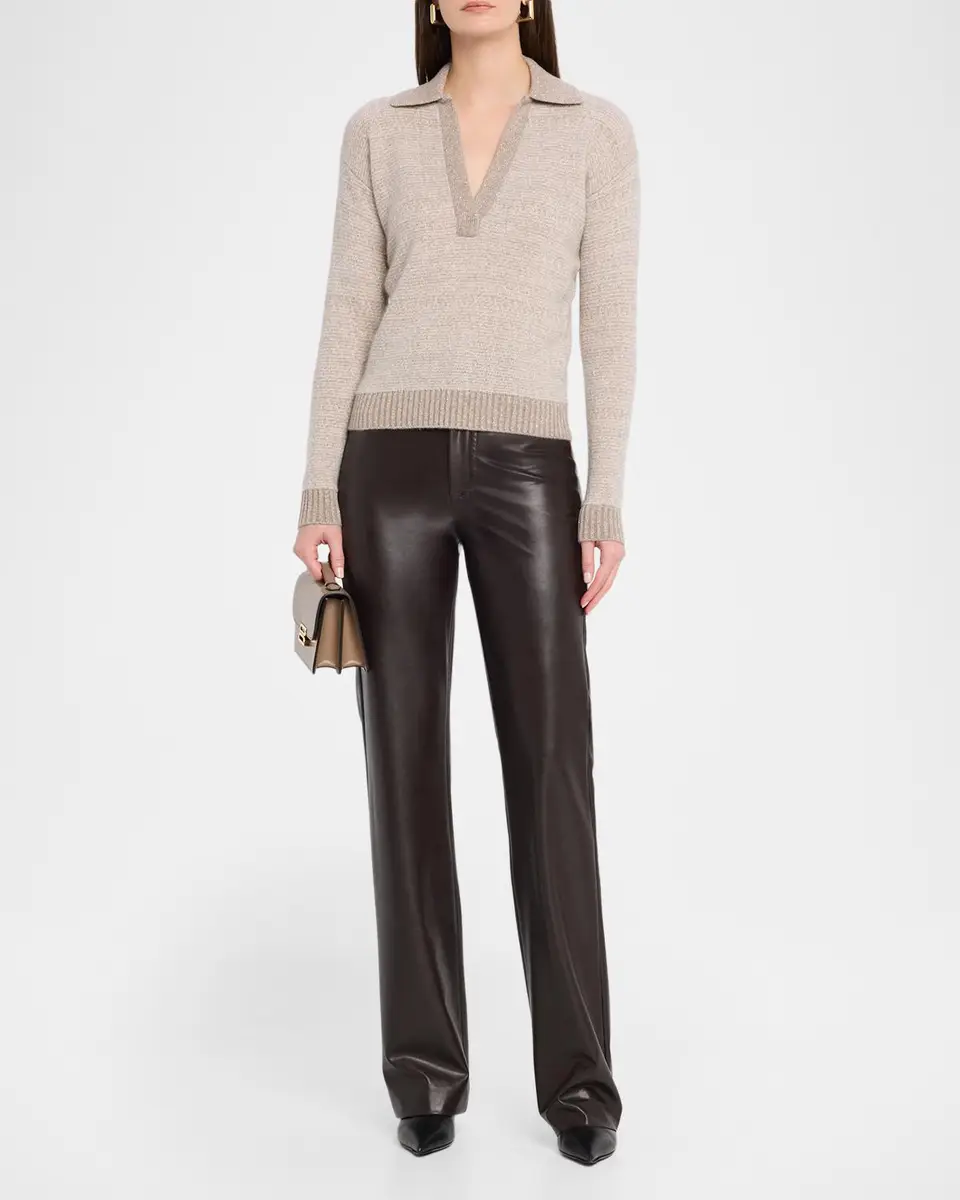 Neiman Marcus Cashmere Collection Shimmer Cashmere Johnny-Collar Sweater | Thumbnail 2 Neiman Marcus Cashmere Collection Shimmer Cashmere Johnny-Collar Sweater | Thumbnail 2