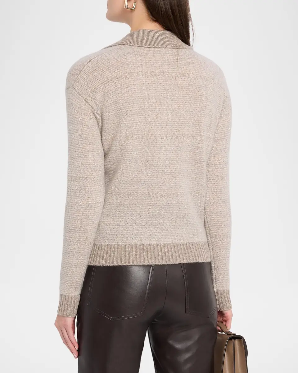 Neiman Marcus Cashmere Collection Shimmer Cashmere Johnny-Collar Sweater | Thumbnail 3 Neiman Marcus Cashmere Collection Shimmer Cashmere Johnny-Collar Sweater | Thumbnail 3