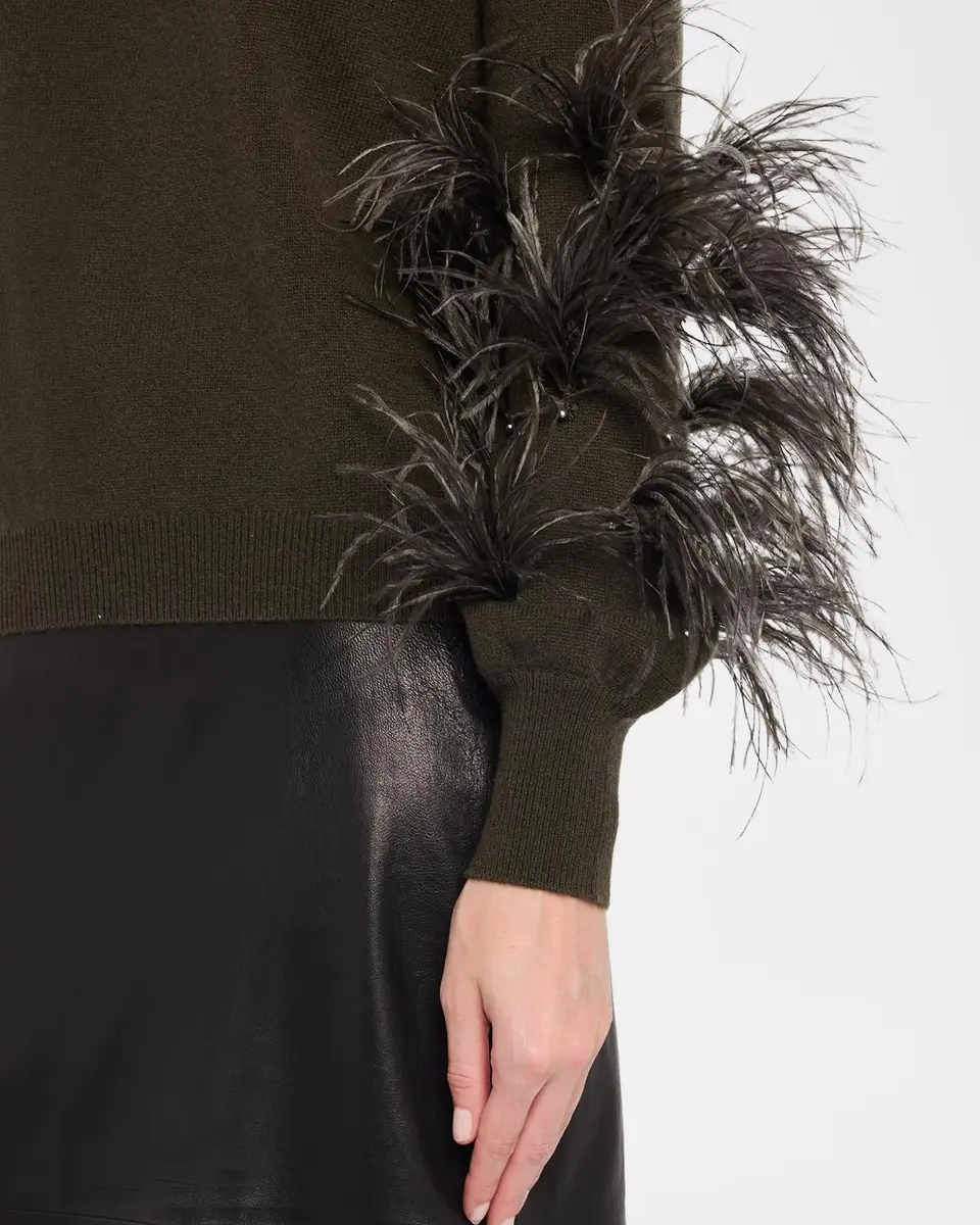Neiman Marcus Cashmere Collection Cashmere Feather-Sleeve Sweater | Thumbnail 5 Neiman Marcus Cashmere Collection Cashmere Feather-Sleeve Sweater | Thumbnail 5