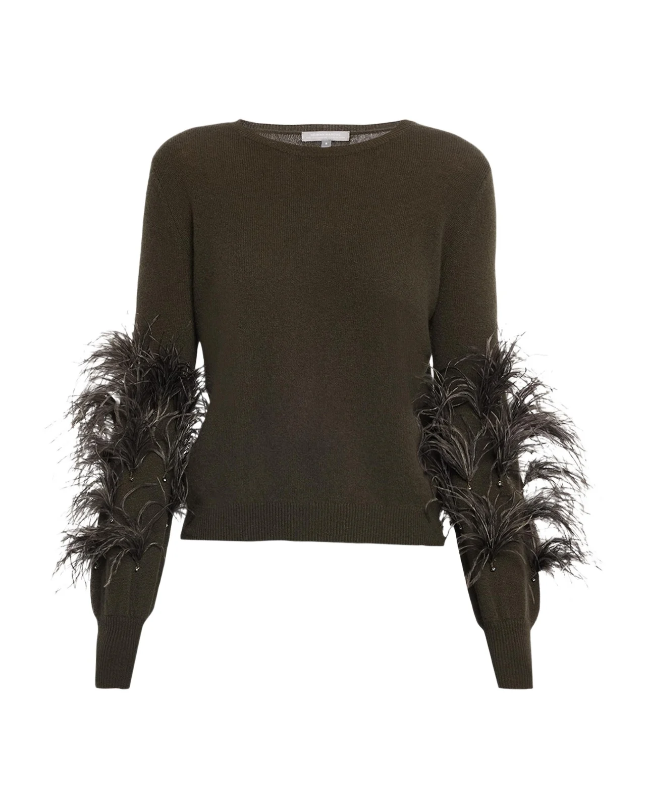 Neiman Marcus Cashmere Collection Cashmere Feather-Sleeve Sweater