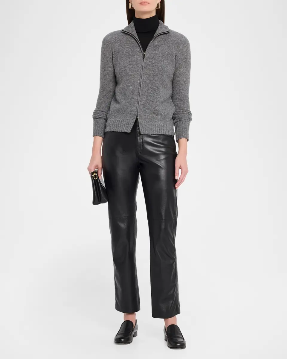 Neiman Marcus Cashmere Collection Fancy Stitch Cashmere Zip-Front Cardigan | Thumbnail 2 Neiman Marcus Cashmere Collection Fancy Stitch Cashmere Zip-Front Cardigan | Thumbnail 2