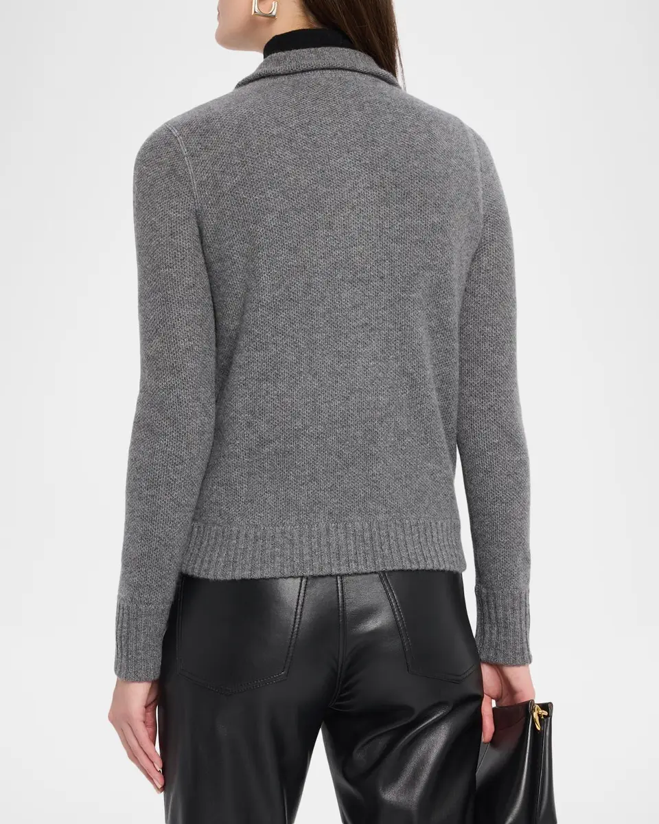Neiman Marcus Cashmere Collection Fancy Stitch Cashmere Zip-Front Cardigan | Thumbnail 3 Neiman Marcus Cashmere Collection Fancy Stitch Cashmere Zip-Front Cardigan | Thumbnail 3