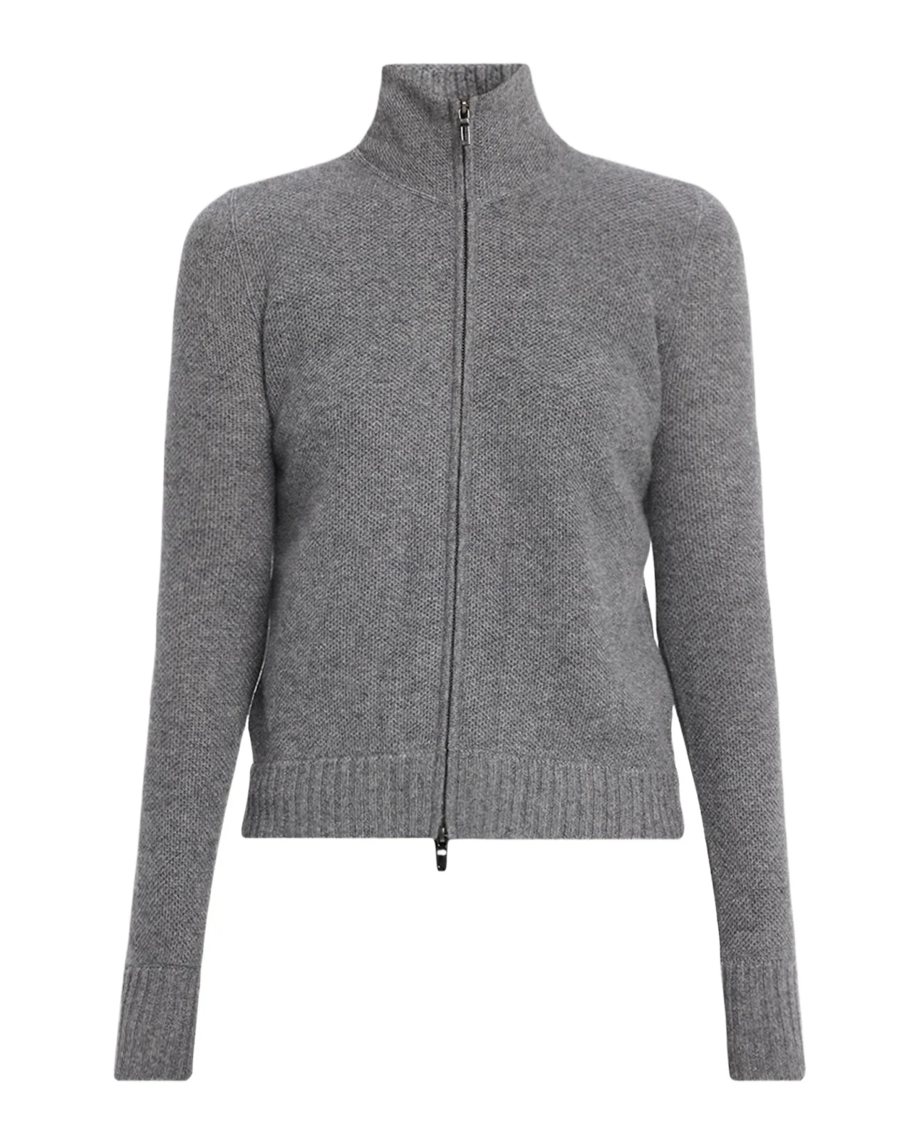 Neiman Marcus Cashmere Collection Fancy Stitch Cashmere Zip-Front Cardigan