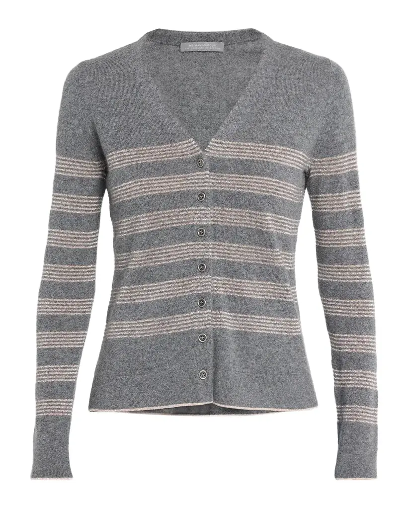 Cashmere Striped V-Neck Cardigan Cashmere Striped V-Neck Cardigan