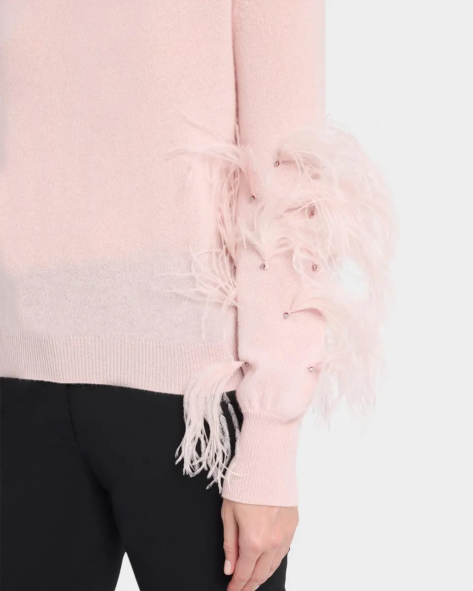 Neiman Marcus Cashmere Collection Cashmere Feather-Sleeve Sweater | Thumbnail 5 Neiman Marcus Cashmere Collection Cashmere Feather-Sleeve Sweater | Thumbnail 5