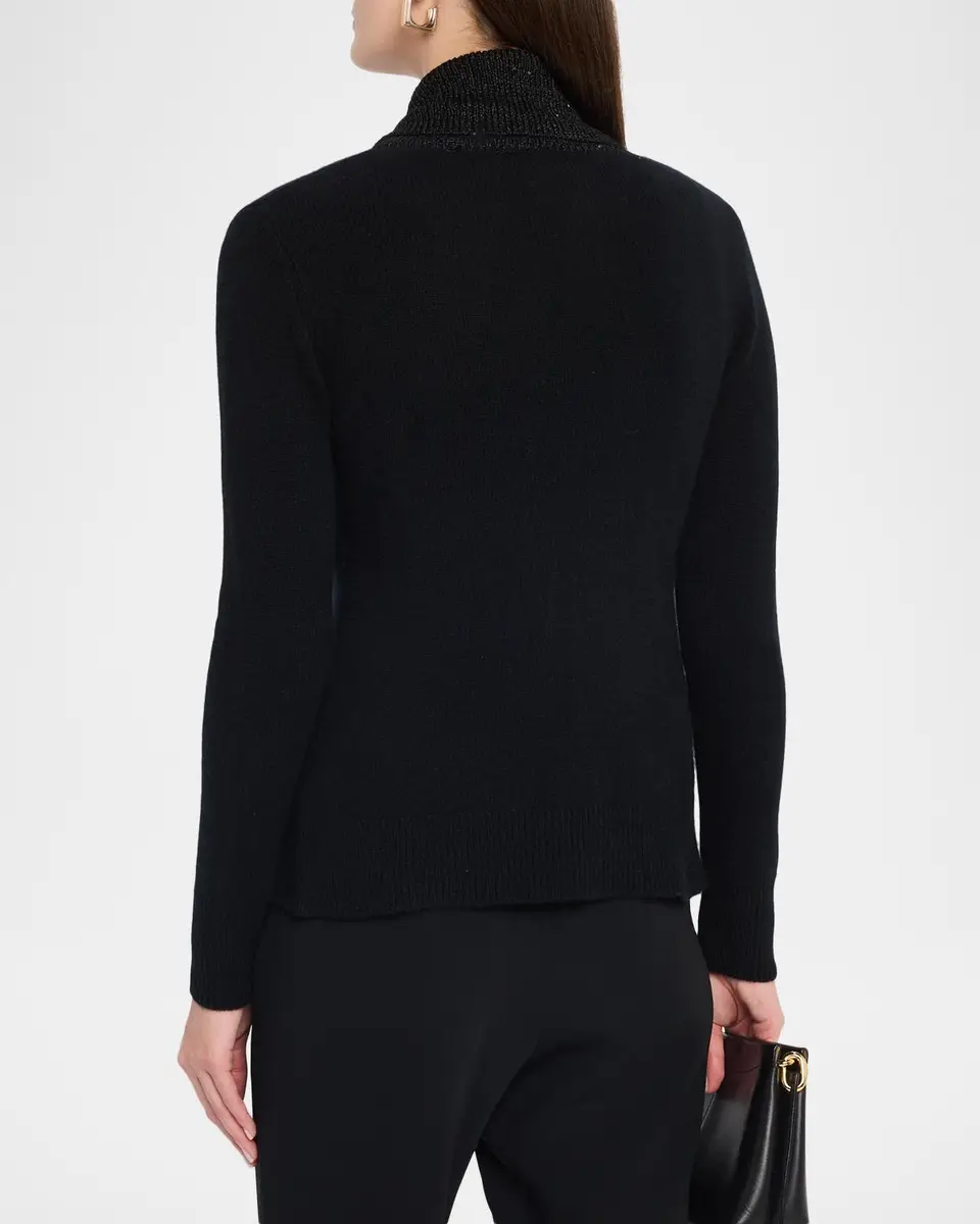 Neiman Marcus Cashmere Collection Cashmere Sequin Shawl-Collar Cardigan | Thumbnail 3 Neiman Marcus Cashmere Collection Cashmere Sequin Shawl-Collar Cardigan | Thumbnail 3