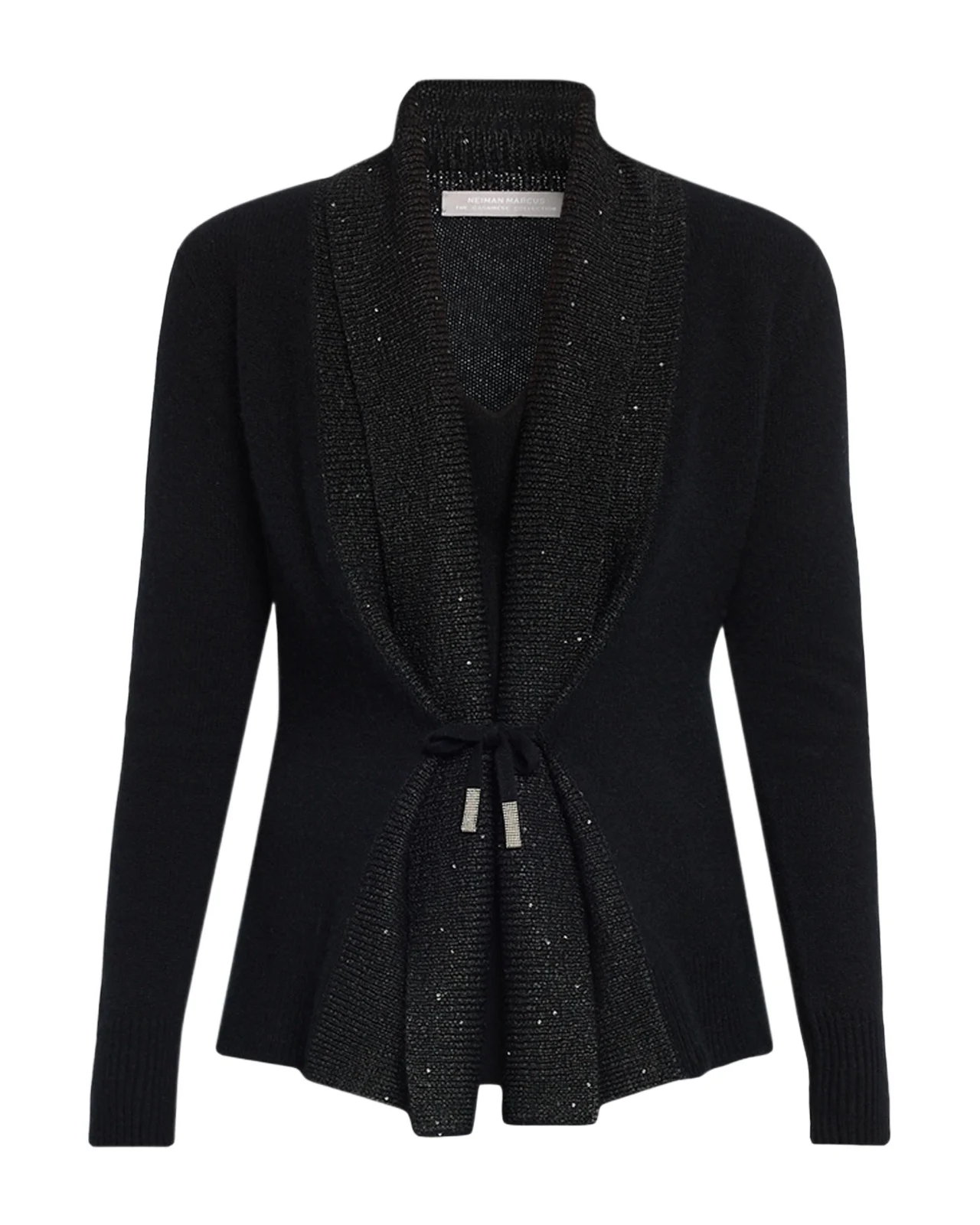Neiman Marcus Cashmere Collection Cashmere Sequin Shawl-Collar Cardigan