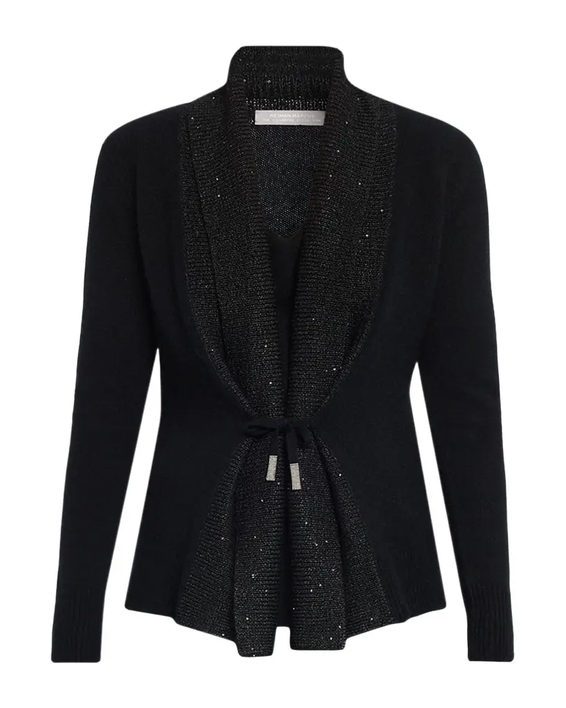 Cashmere Sequin Shawl-Collar Cardigan Cashmere Sequin Shawl-Collar Cardigan