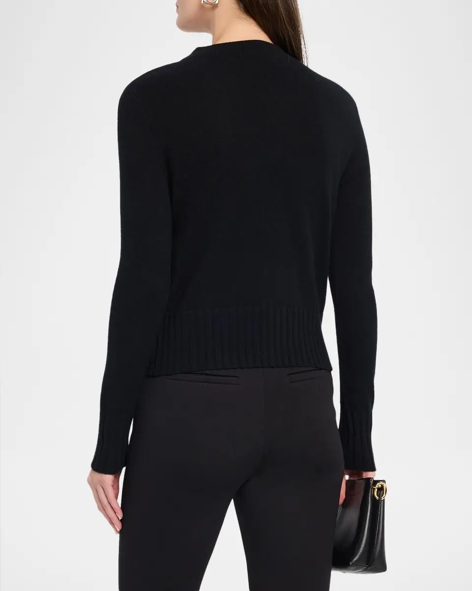 Neiman Marcus Cashmere Collection Crystal-Embellished Cashmere Mock-Neck Sweater | Thumbnail 3