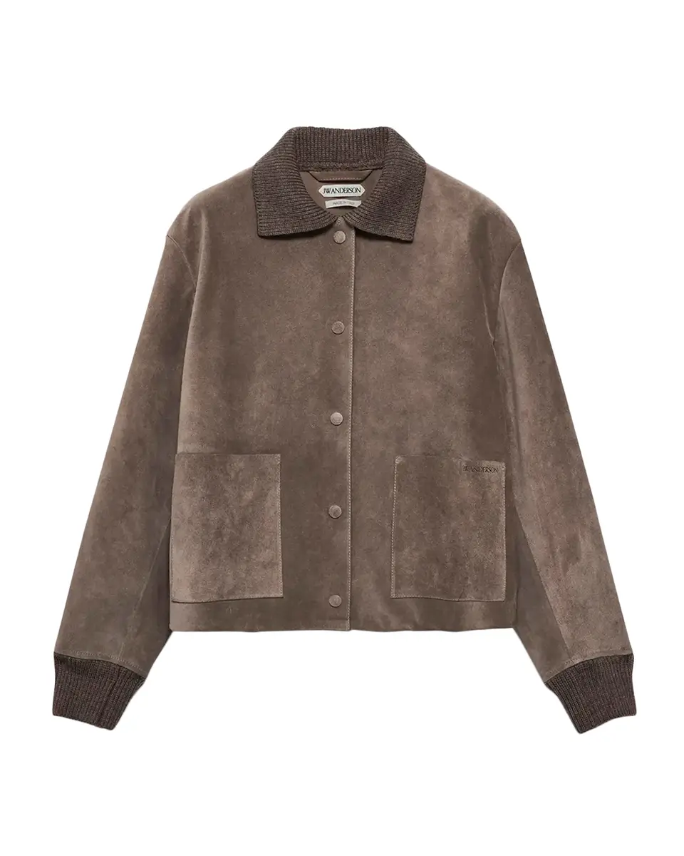 JW Anderson Men's Suede Knit-Trim Blouson | Thumbnail 2 JW Anderson Men's Suede Knit-Trim Blouson | Thumbnail 2