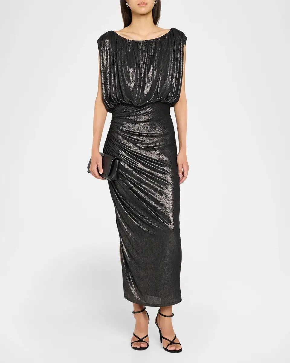 Ramy Brook Cindy Metallic Ruched Midi Dress | Thumbnail 2 Ramy Brook Cindy Metallic Ruched Midi Dress | Thumbnail 2