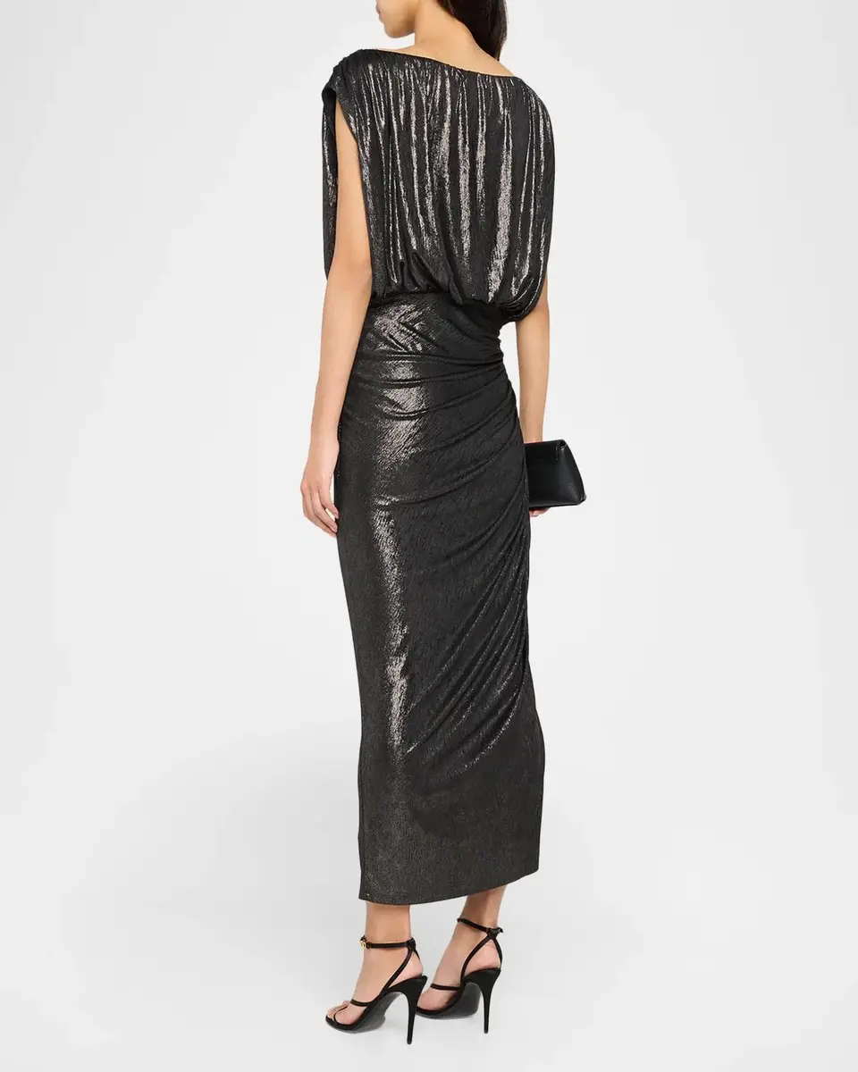 Ramy Brook Cindy Metallic Ruched Midi Dress | Thumbnail 3 Ramy Brook Cindy Metallic Ruched Midi Dress | Thumbnail 3