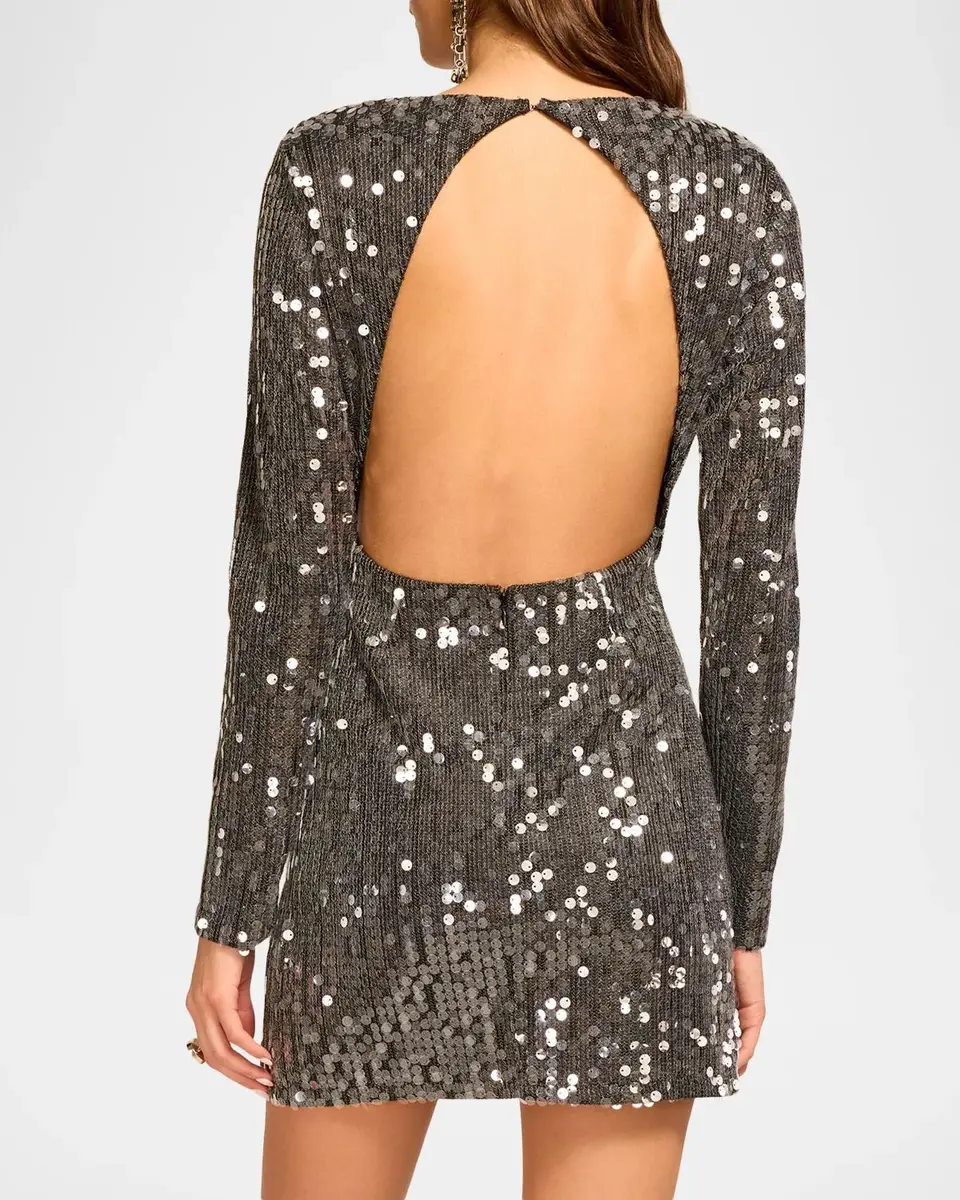 Ramy Brook Lola Sequined Long-Sleeve Mini Dress | Thumbnail 3 Ramy Brook Lola Sequined Long-Sleeve Mini Dress | Thumbnail 3