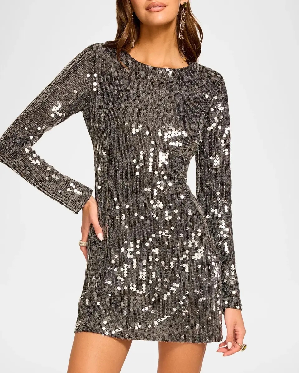 Ramy Brook Lola Sequined Long-Sleeve Mini Dress | Thumbnail 4 Ramy Brook Lola Sequined Long-Sleeve Mini Dress | Thumbnail 4