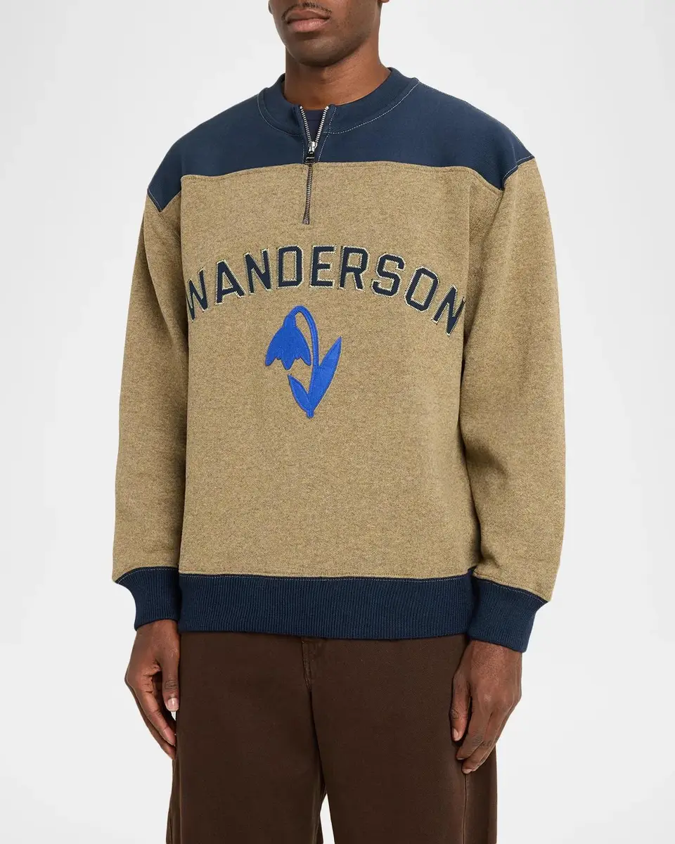 JW Anderson Men's Wool-Blend Half-Zip Sweatshirt | Thumbnail 4